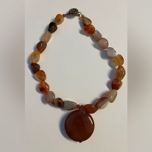 925 Silver Vintage Carnelian Necklace